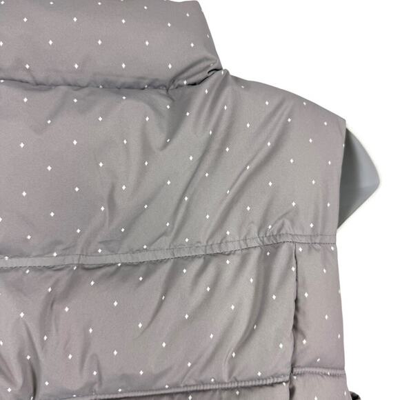 Gap Puffer Quilted Womens Vest Jacket Gray White Polka Dot Sleeveless Coat sz M - Picture 12 of 16